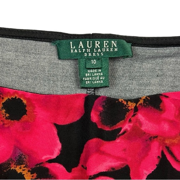 Lauren Ralph Lauren Ruched Side Three Quarter Sleeved Lined Floral Dress Sz: 10 - Picture 7 of 9
